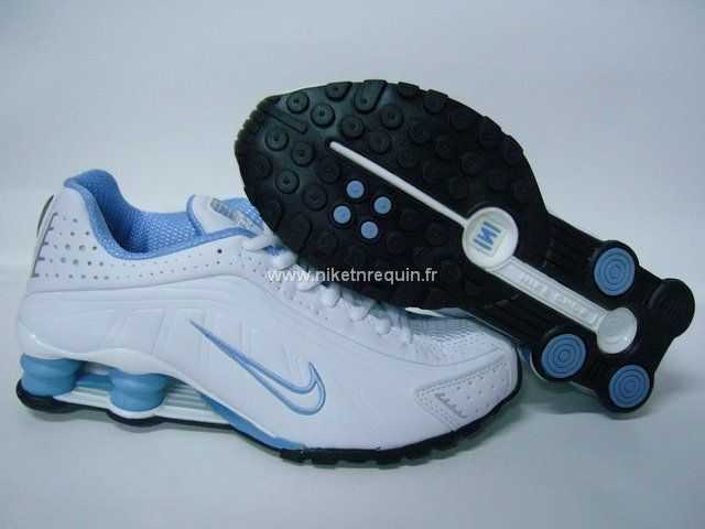 Nike Shox R4 Nz Femmes Blanc Bleu